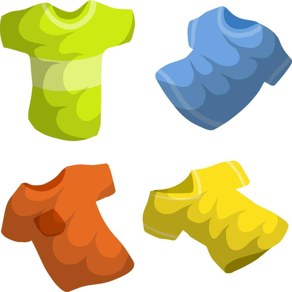 Red, blue, green and yellow object. Cartoon flat illustration vector