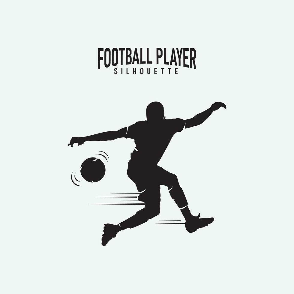soccer player silhouette with football vector