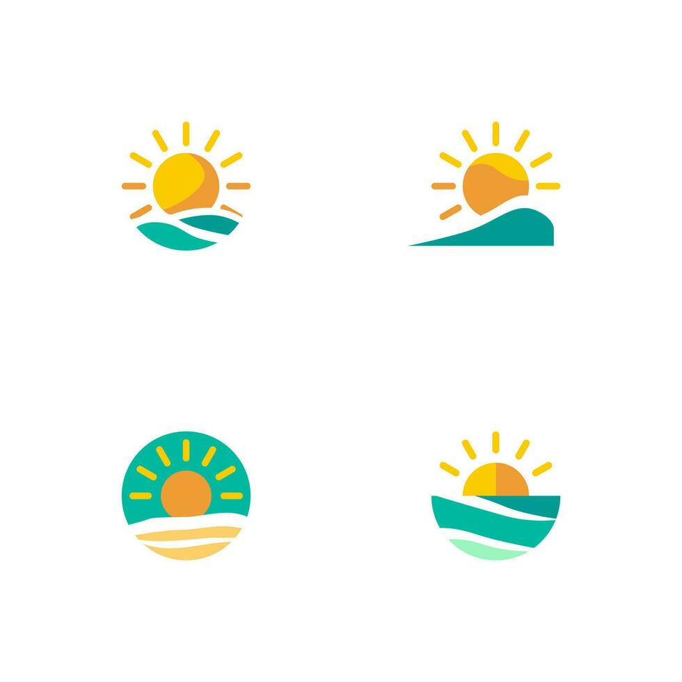 set of summer logo flat design vector