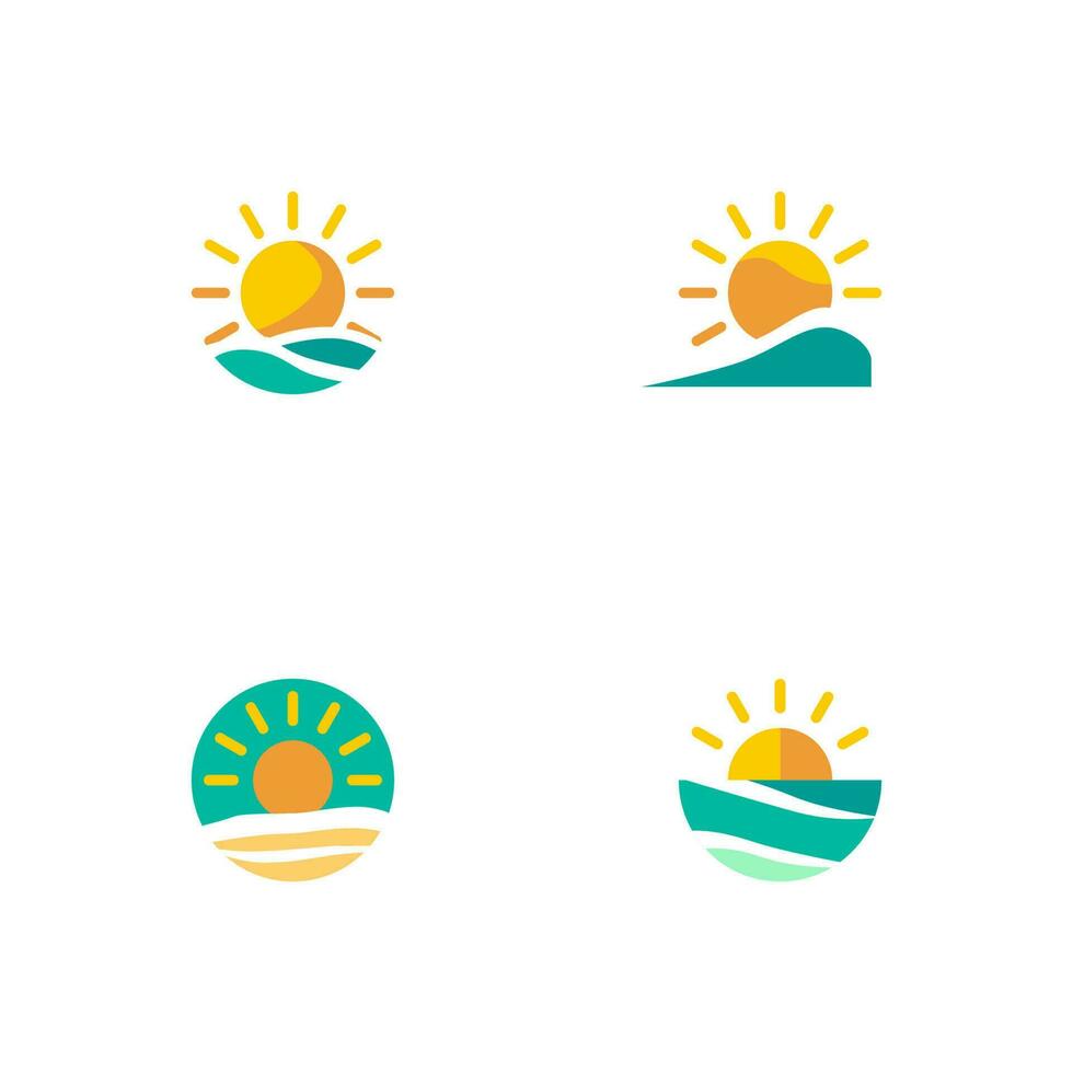 conjunto de verano logo plano diseño vector