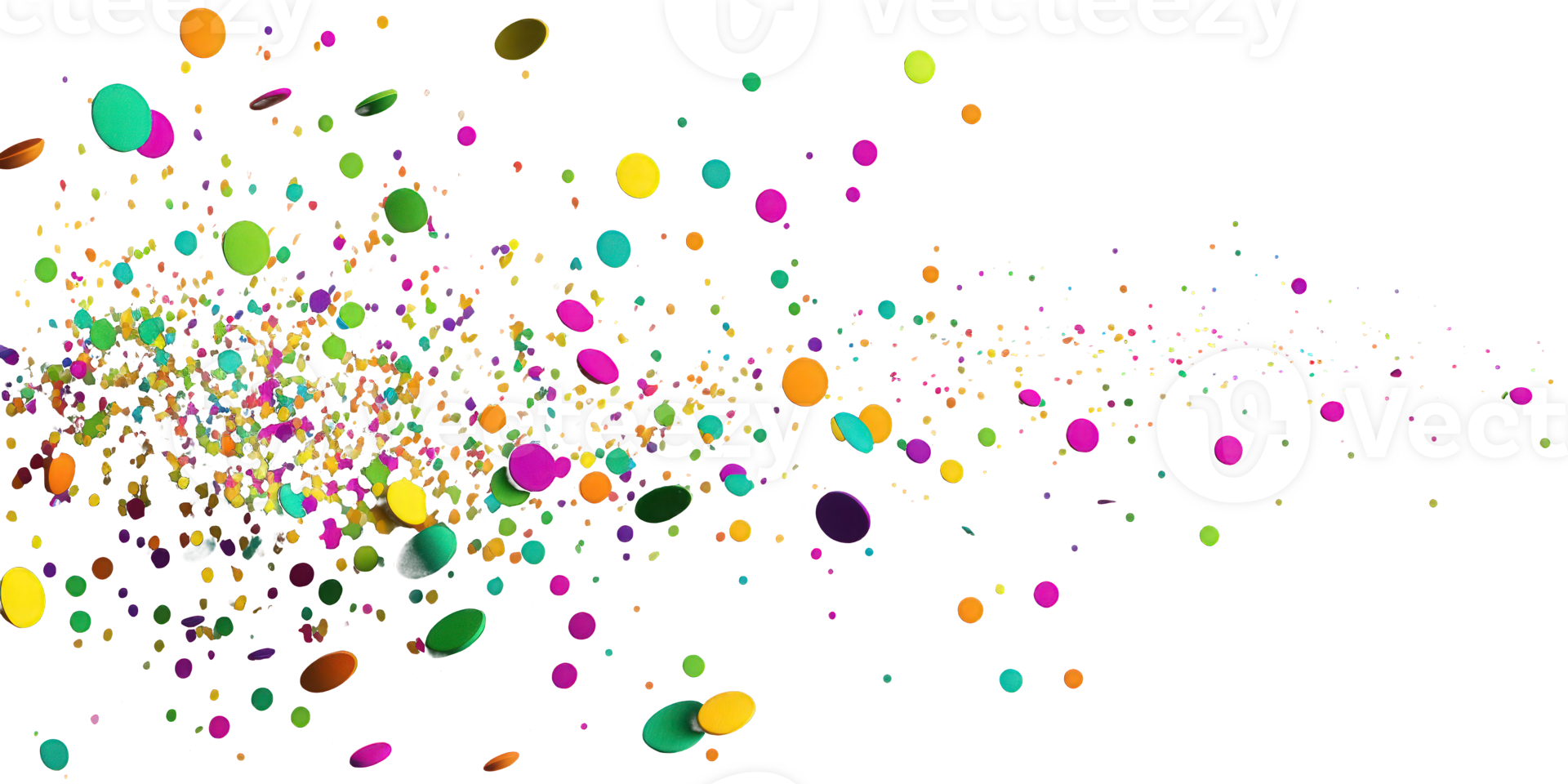 A festive and colorful image featuring an array of multicolored confetti scattered across a transparent background. png