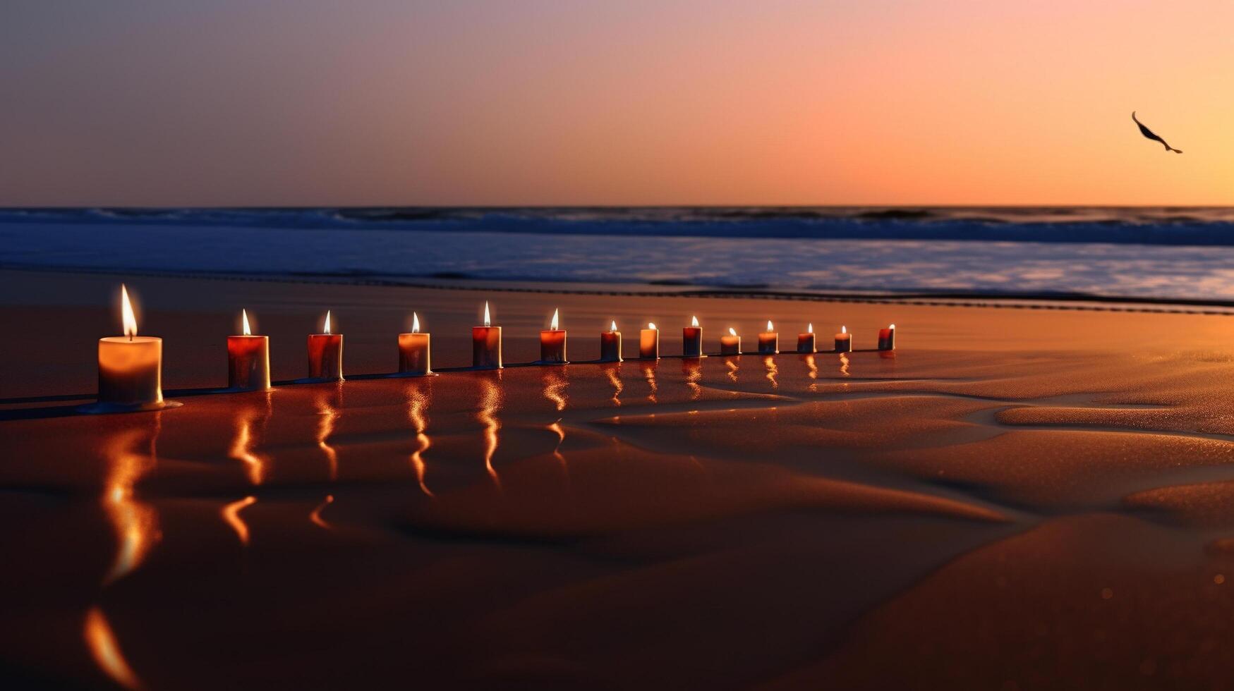 lights scattered on a beach photo