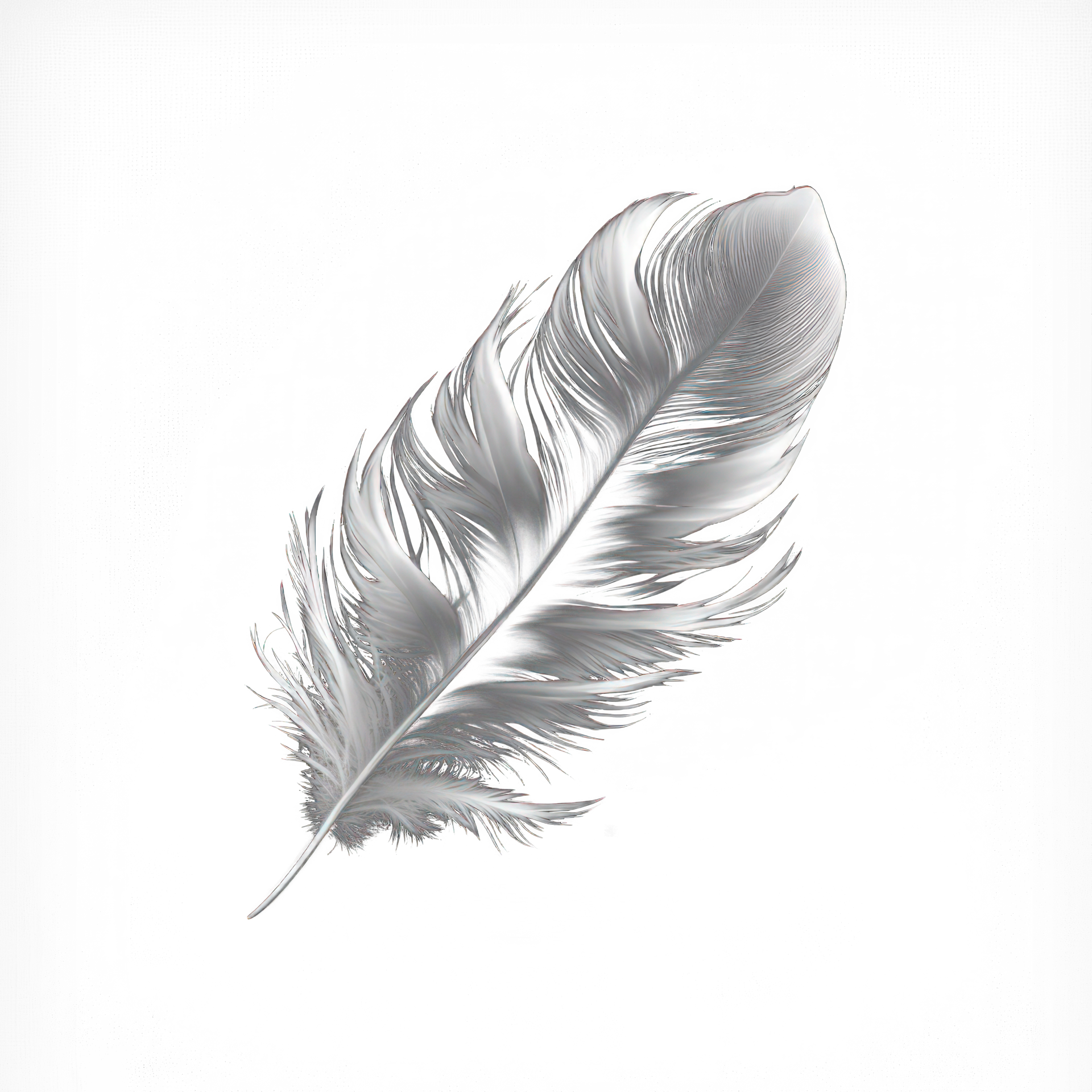 A pristine white feather that appears to have been plucked from a bird,  delicately rests on a transparent background.Generative AI 23289449 PNG
