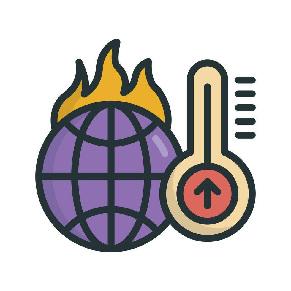 Increasing Temperature vector Fill outline icon style illustration. EPS 10 File