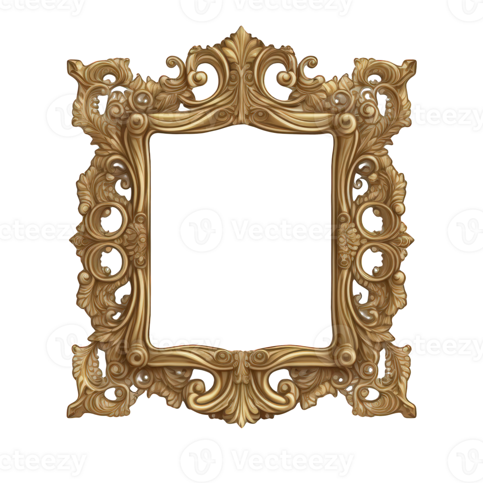 A beautiful vintage frame with intricate details, adding an elegant touch to any design. The frame sits on a transparent background. png