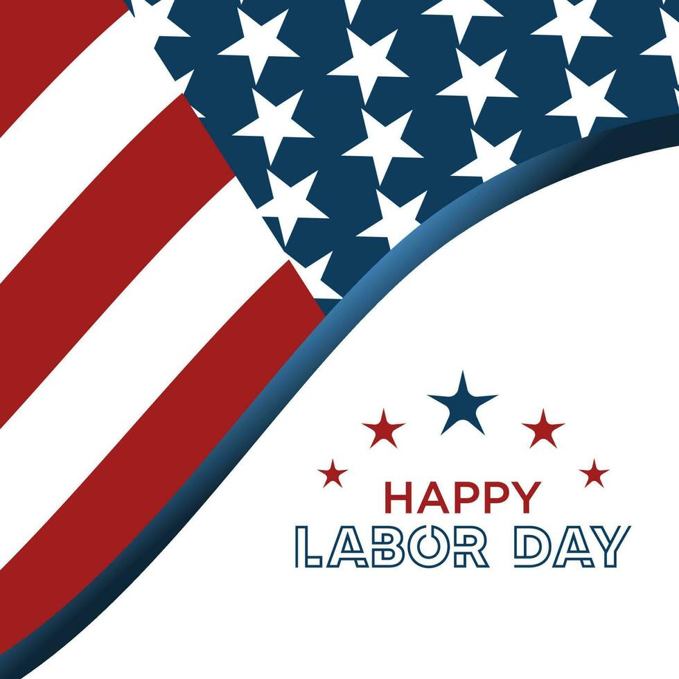 Happy Labor Day Vector greeting card or invitation card. Illustration of American national holiday with US flag.