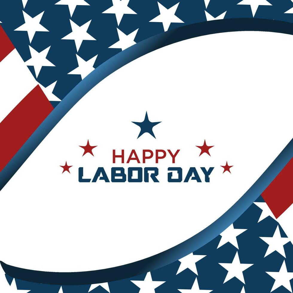 Happy Labor Day Vector greeting card or invitation card. Illustration of American national holiday with US flag.