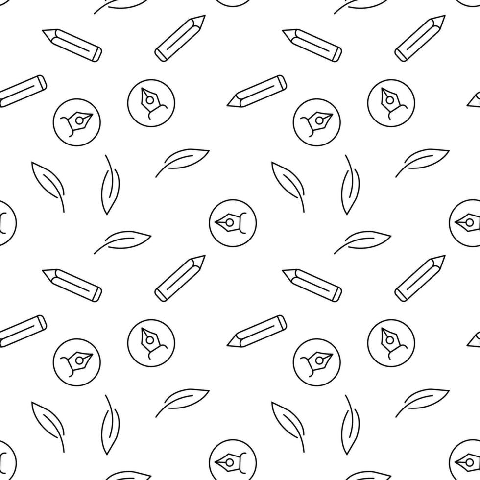 Pencil and Vintage Pen Seamless Pattern for Printing and Wrapping vector