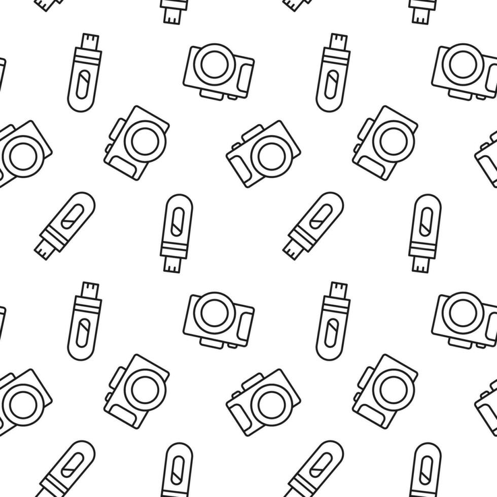 Photo Camera and Flash Card Seamless Pattern for Printing and Wrapping vector