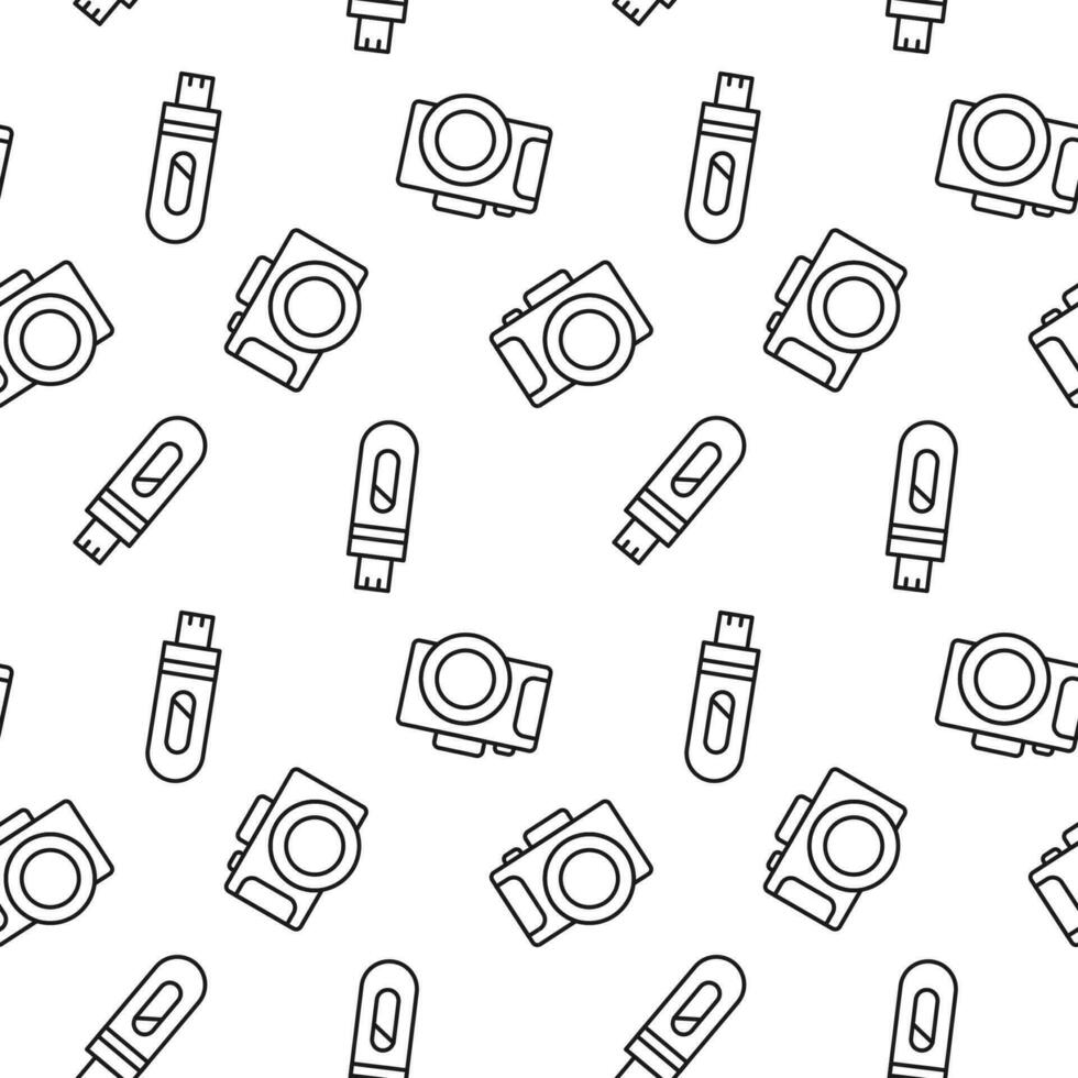 Photo Camera and Flash Card Seamless Pattern for Printing and Wrapping vector