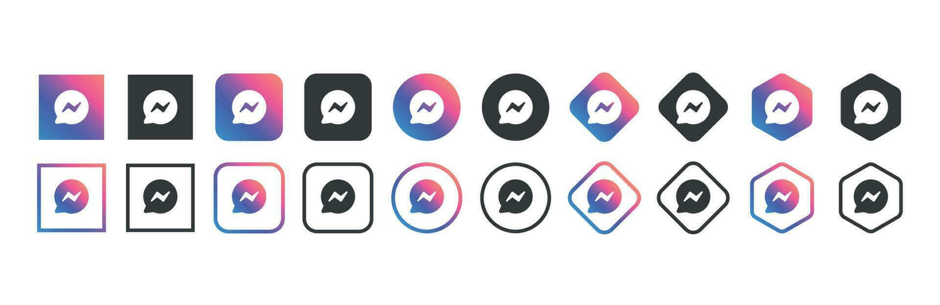 Messenger logo icon in various forms, social media icon vector