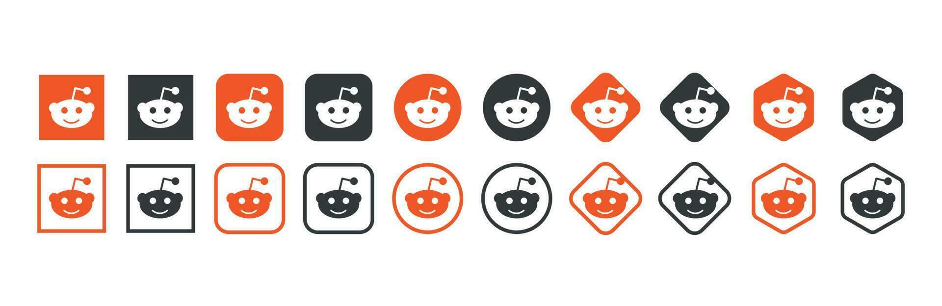 Reddit logo icon in various forms, social media icon vector