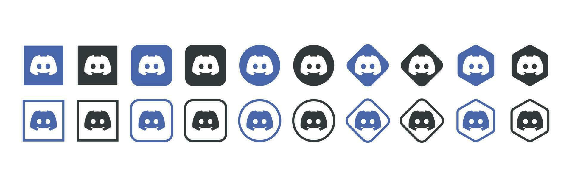 Discord logo icon in various forms, social media icon vector