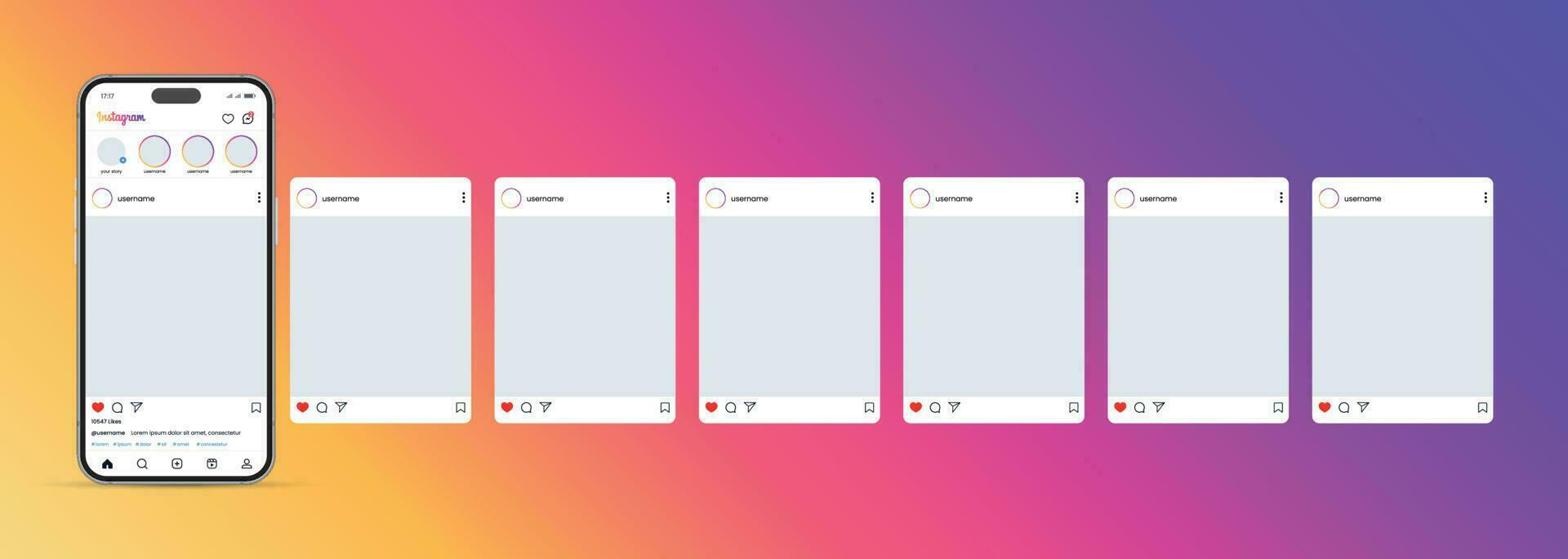 instagram carrusel o diapositiva paginas interfaz enviar vector Bosquejo