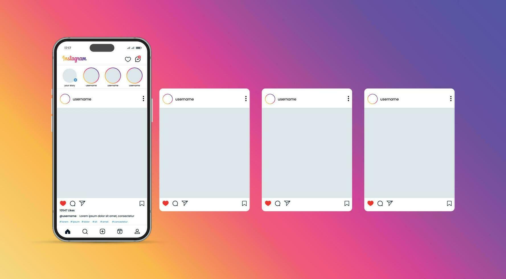 instagram carrusel o diapositiva paginas interfaz enviar vector Bosquejo