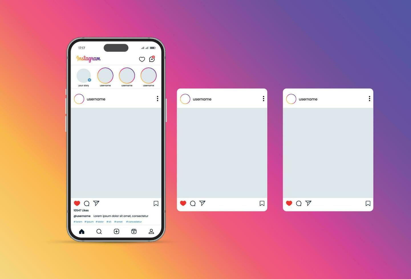 instagram carrusel o diapositiva paginas interfaz enviar vector Bosquejo