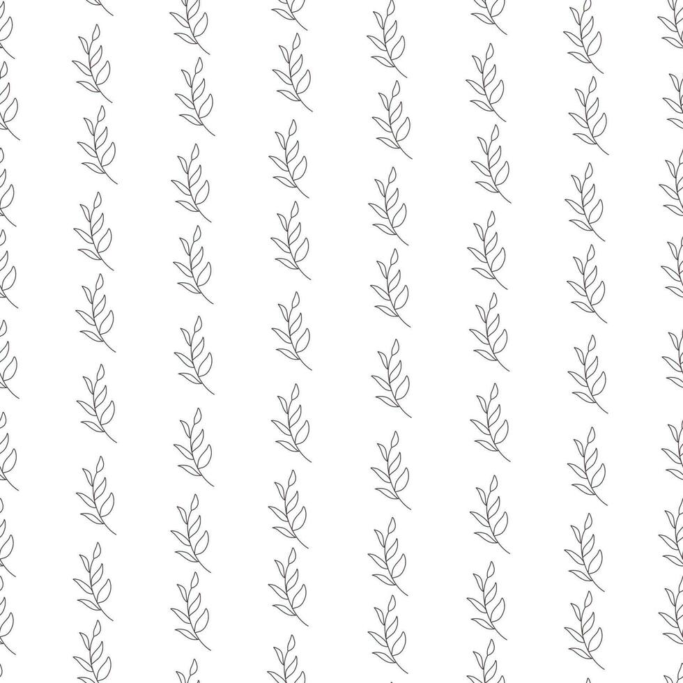 Black and white leaf seamless pattern. Doodle simple froral style. Leaf background vector illustration
