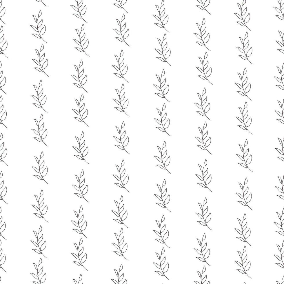 Black and white leaf seamless pattern. Doodle simple froral style. Leaf background vector illustration