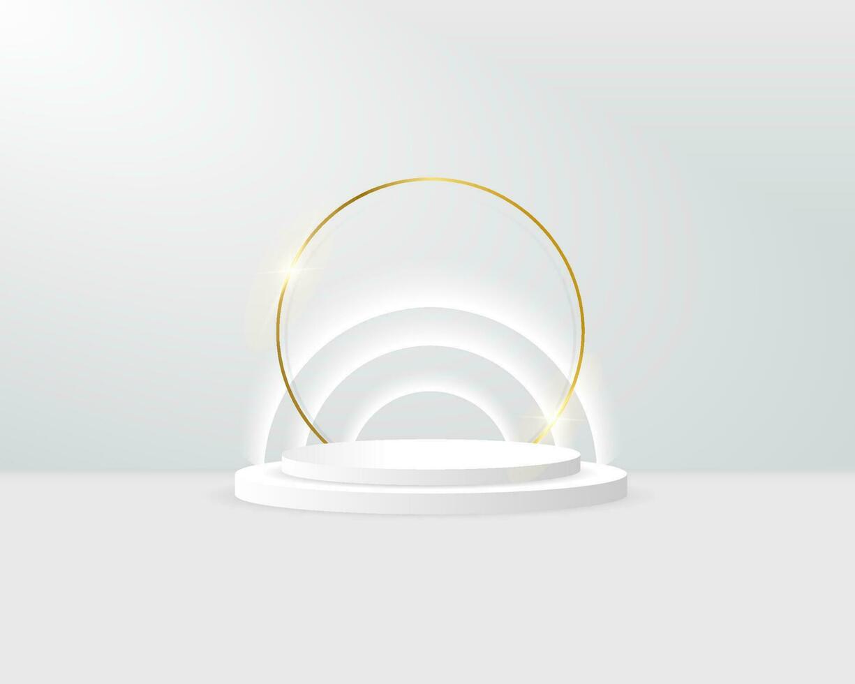 vector 3d Abstract white podium display on white background