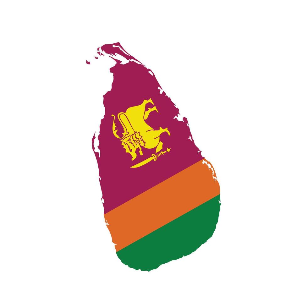 Sri Lanka map with flag on a white background. Vector illustration.