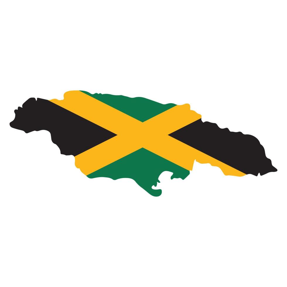 Jamaica Country in the Caribbean vector illustration map and flag icon logo