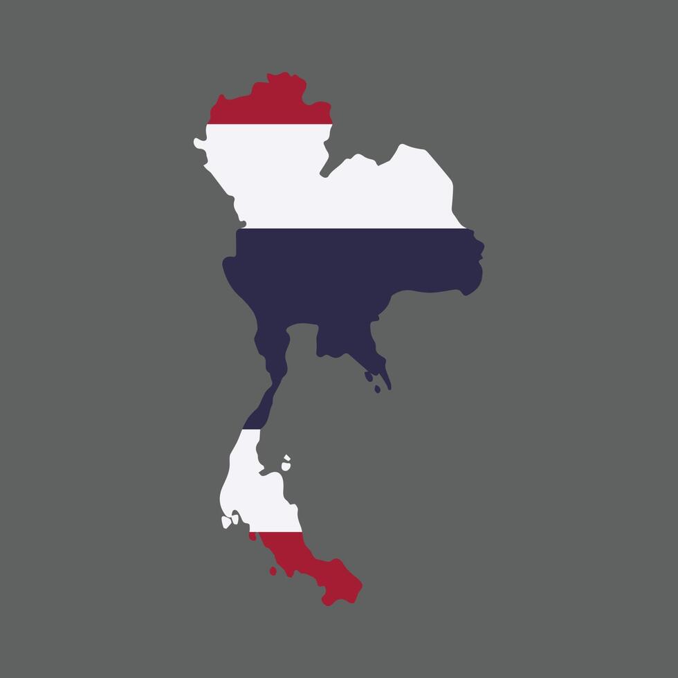 Map and flag of Thailand on gray background. Vector Illustration.