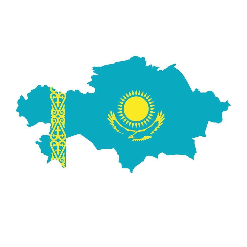 Kazakhstan map silhouette with national flag. Vector illustration.