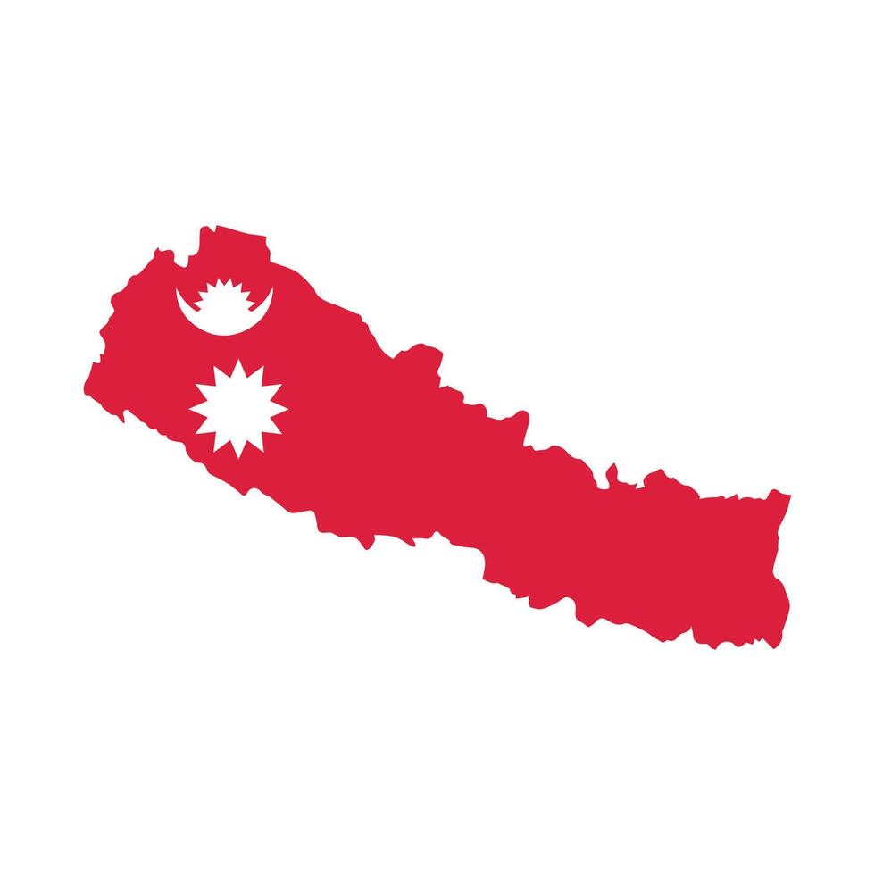 Map of Nepal with flag on white background. Vector Illustration.