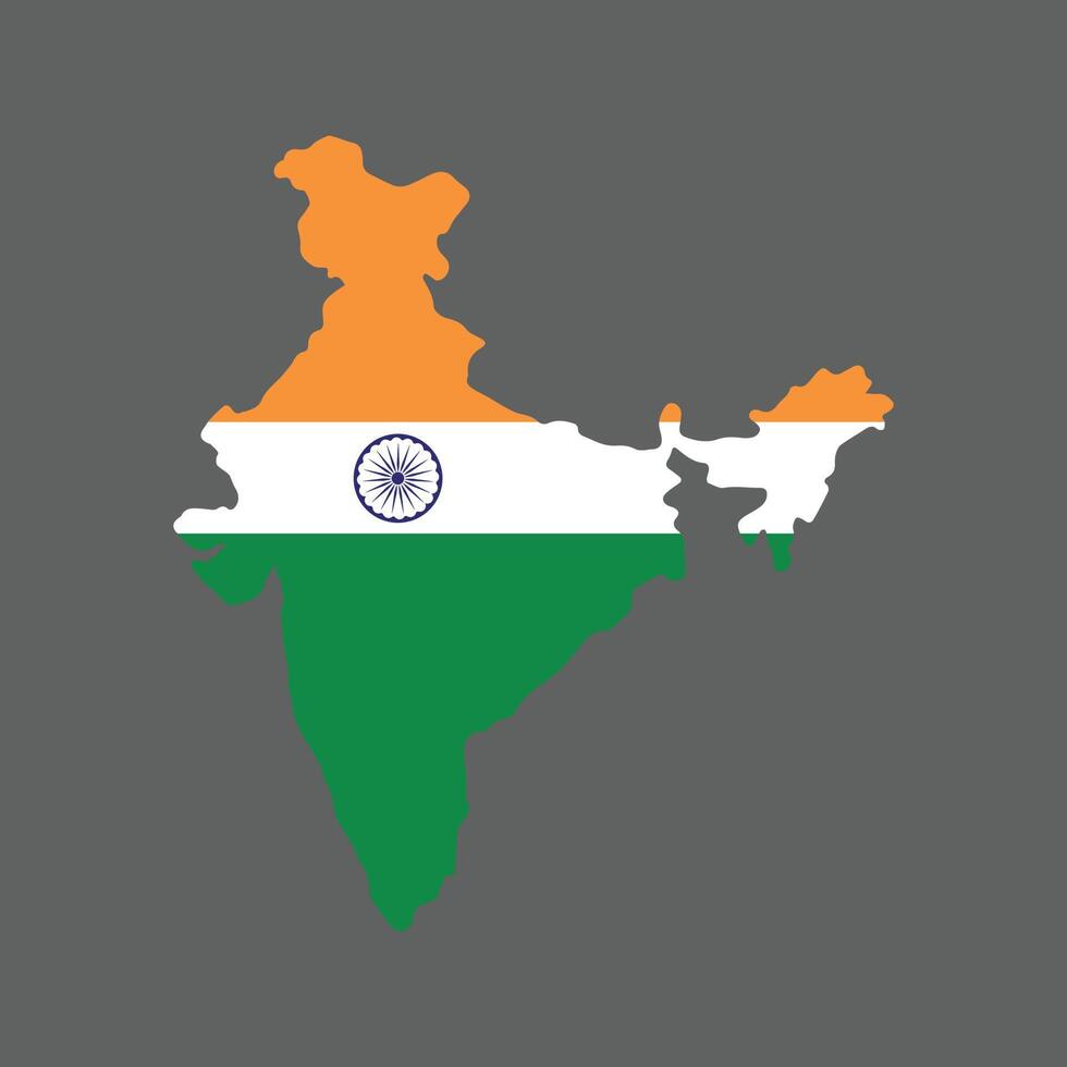 India map flag icon on grey background. national flag national day Vector illustration of India map.