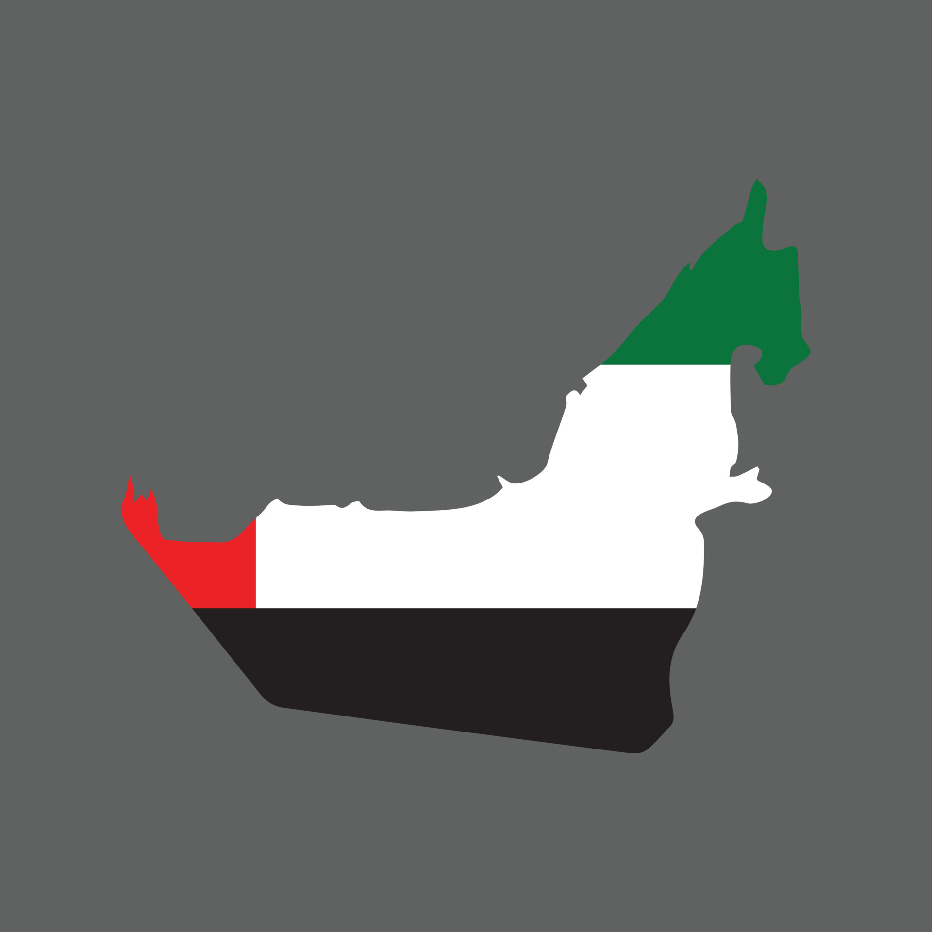 United Arab Emirates map with flag on grey background. Vector