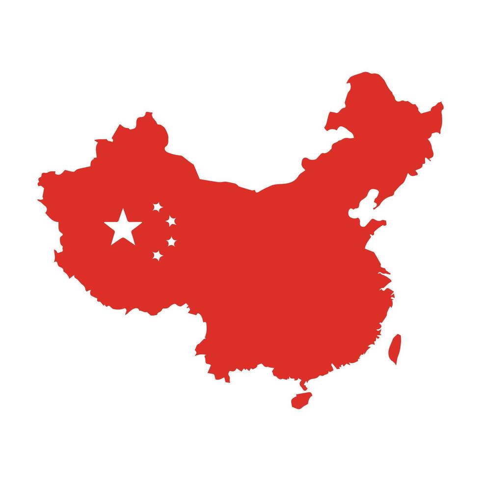 mapa de China con bandera en un blanco antecedentes. vector ilustración.