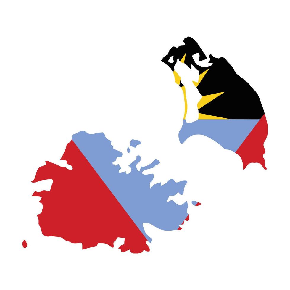 antigua y barbuda país en el caribe vector ilustración bandera y mapa logo diseño concepto detallado