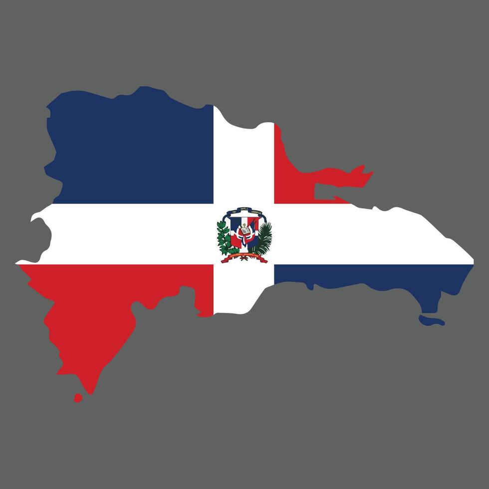 Dominican Republic Country in the Caribbean vector illustration flag and map logo design concept detailed