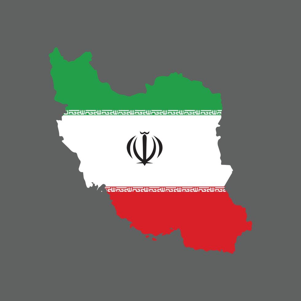 Map of Iran with Iranian national flag. Vector illustration on gray background.