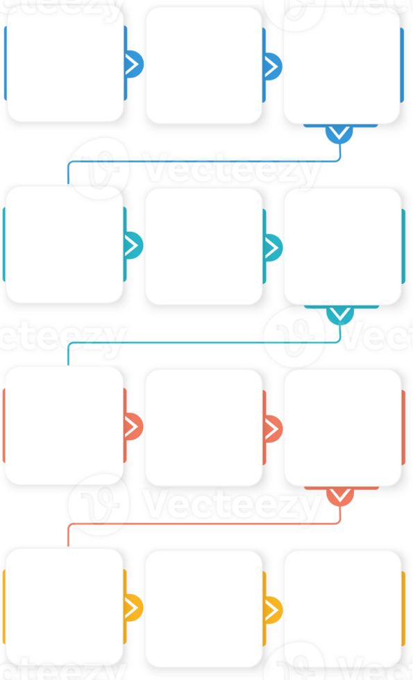 Infographic 12 steps Timeline in 1 year, square template business data illustration png