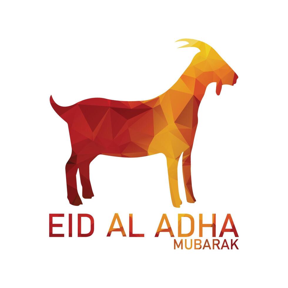 Eid al adha vector logo design template. Geometric low poly goat icon.