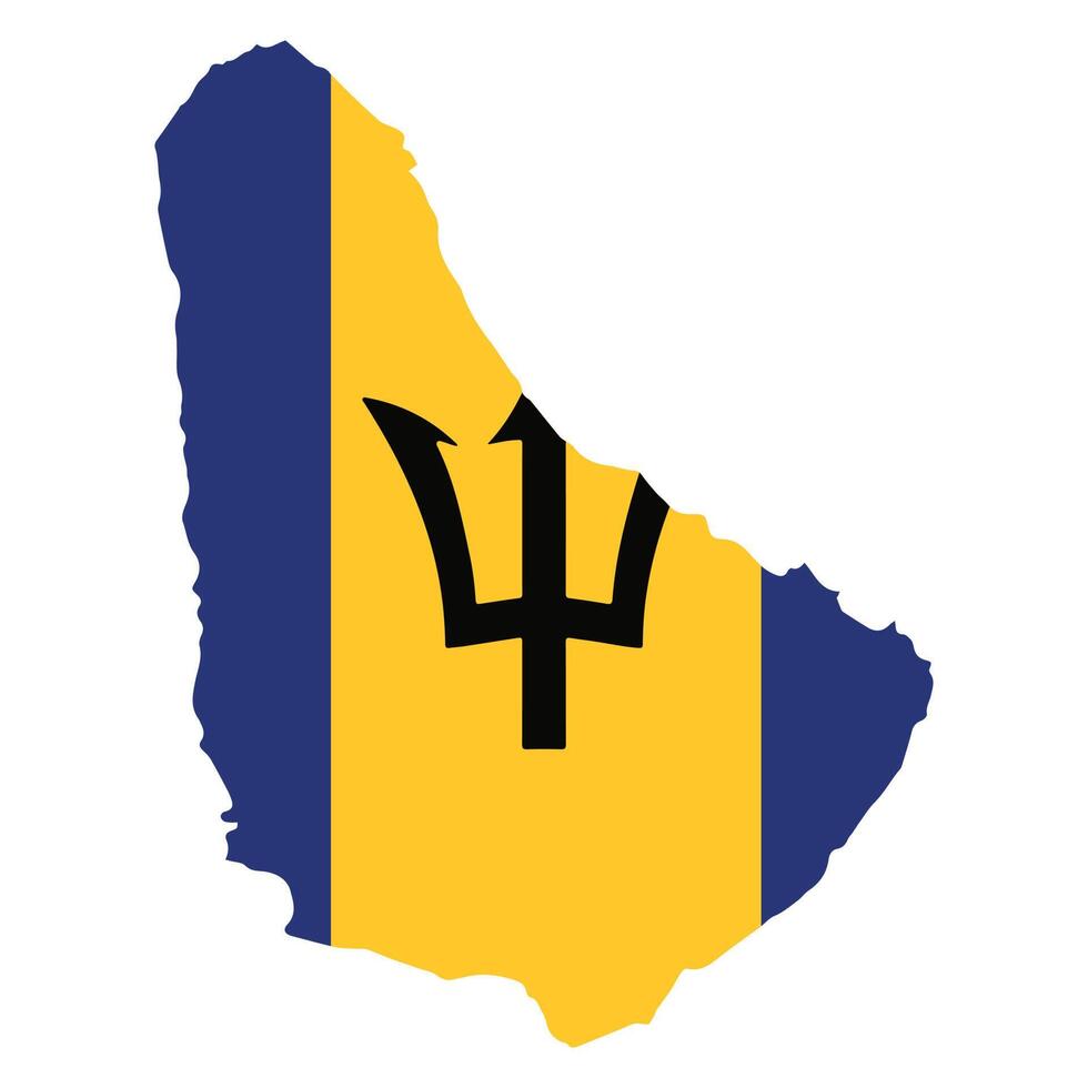 barbados país en el caribe vector ilustración bandera y mapa logo diseño concepto detallado