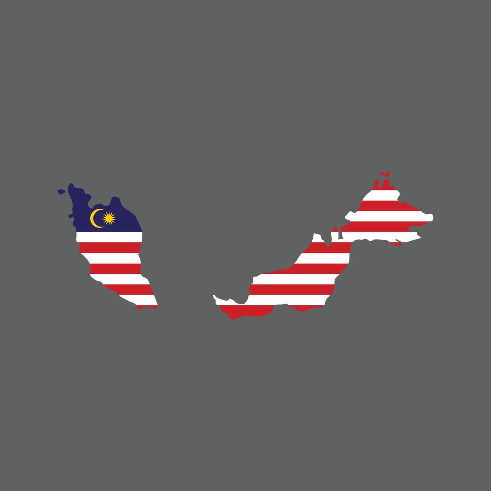 Map and flag of Malaysia on gray background. Vector Illustration.