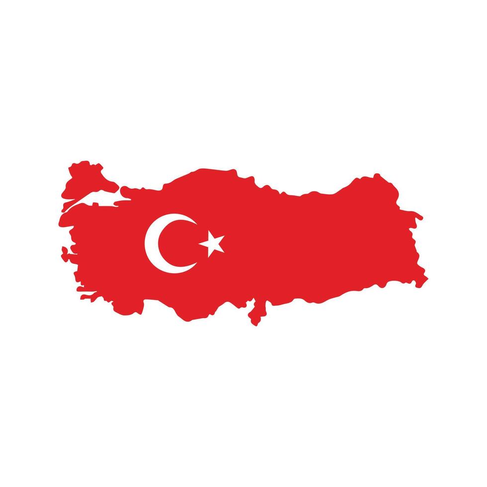 Turquía mapa silueta con nacional bandera en un blanco antecedentes. vector ilustración.