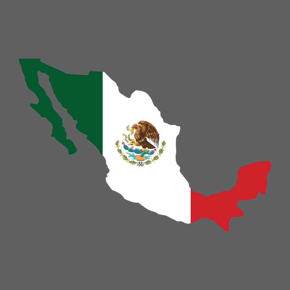 Mexico map with national flag ang logo vector illustration concept of north america