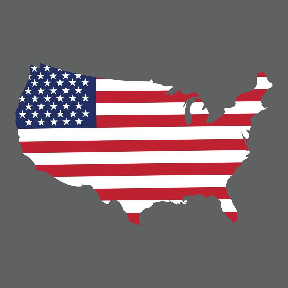 United states of america national flag on map vector illustration gray background.