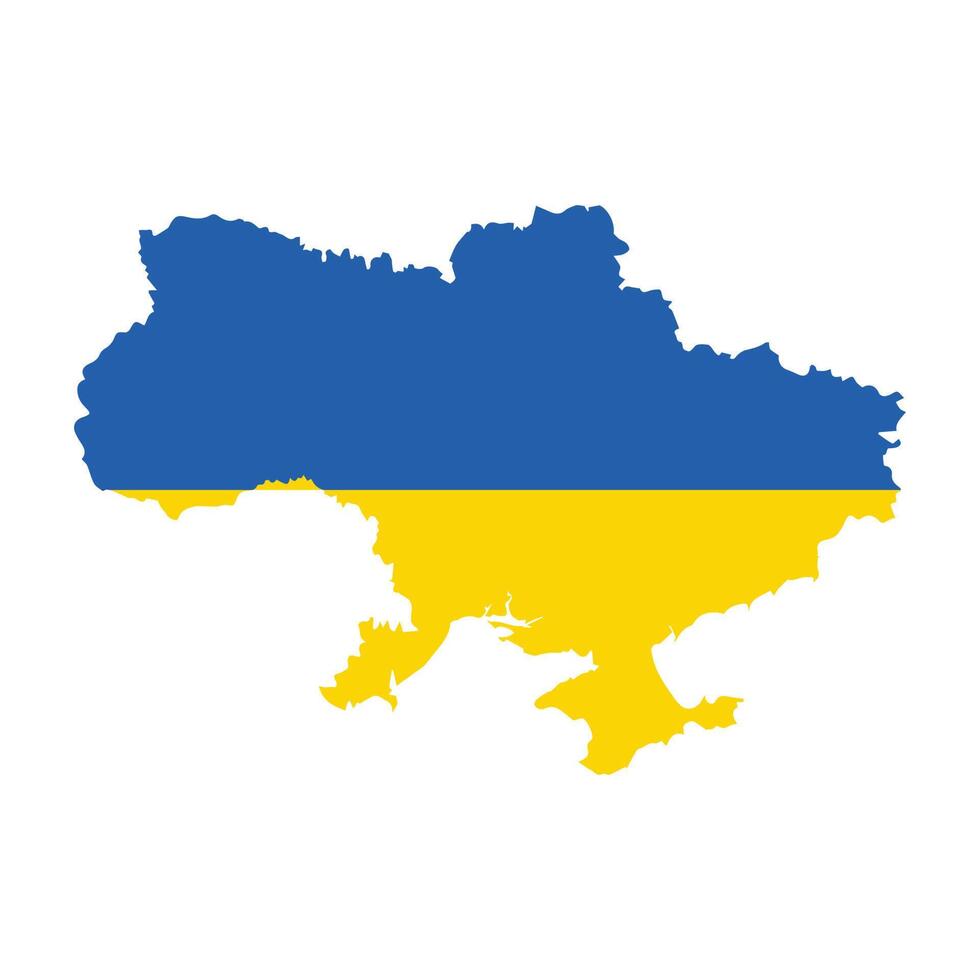 Map of Ukraine with national flag on the white background. Vector illustration.