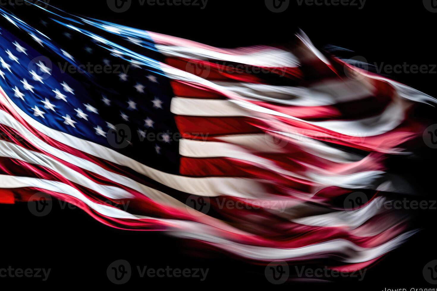 photo of waving american flag.