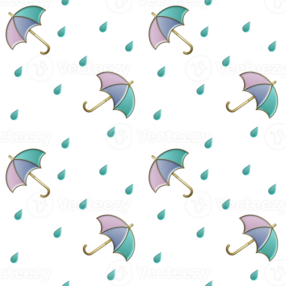 Seamless pattern umbrella and rain drop png