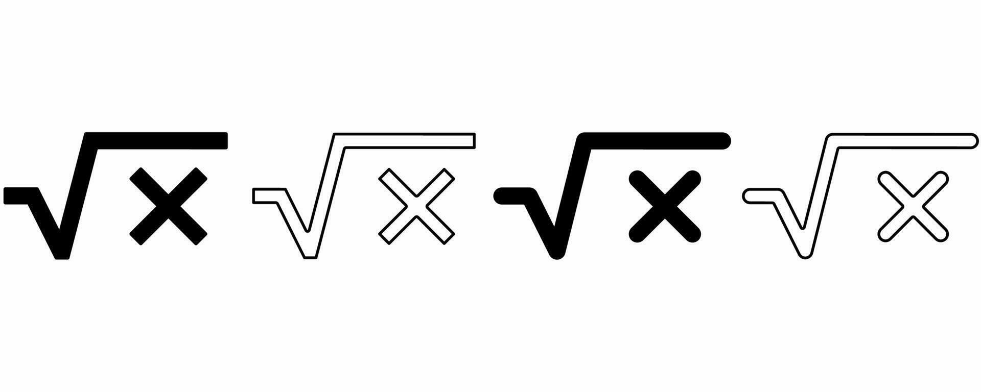 outline silhouette square root Symbol set isolated on white background ...