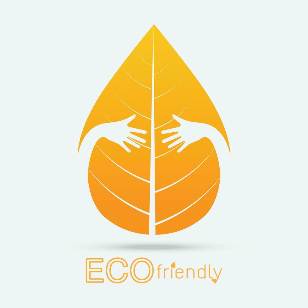 Eco friendly isolate hand hug leaf concept vector