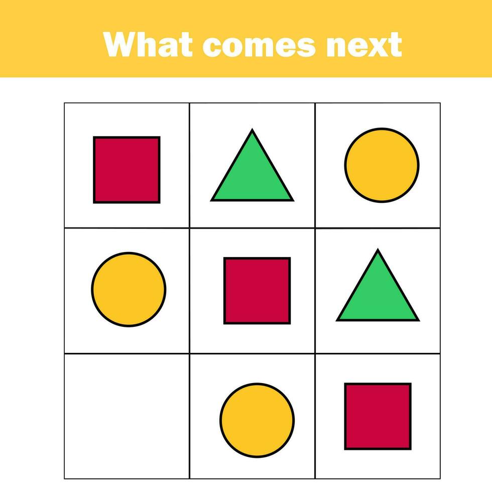 What Comes Next. Sequence Game for Children. Set of Colorful