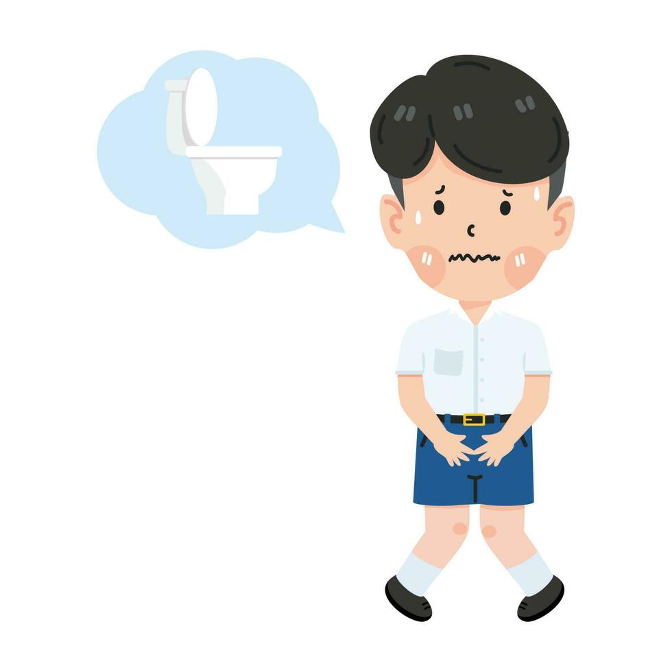boy wants to go to the toilet vector