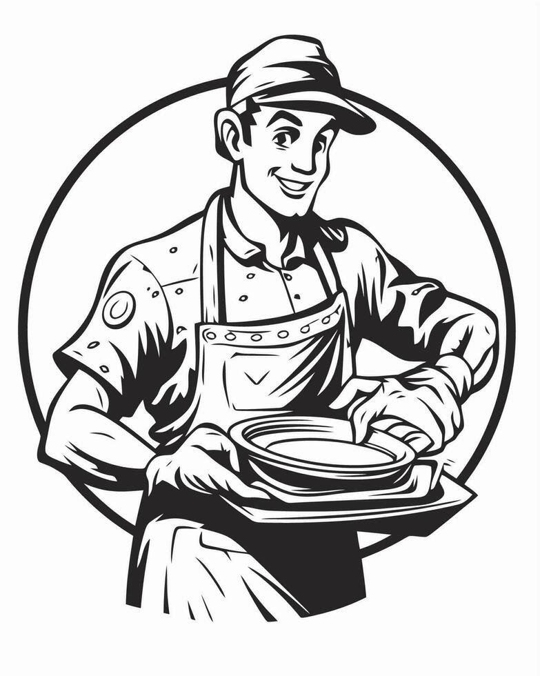 Man washing dishes logo vector