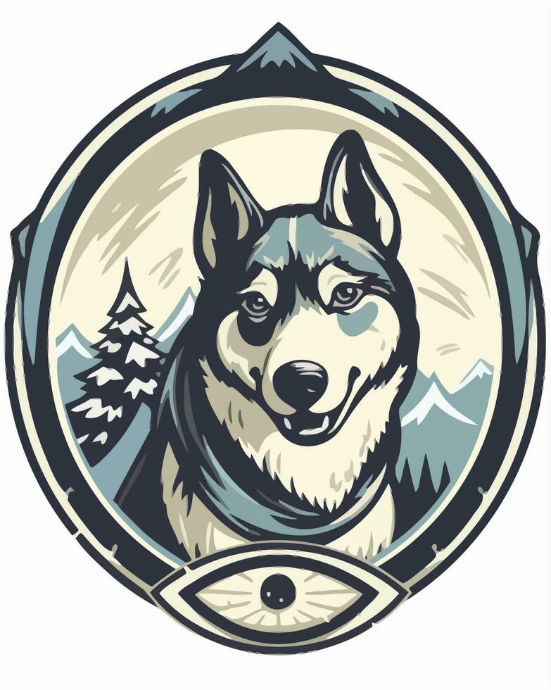 Wolf with seeing eye logo vector